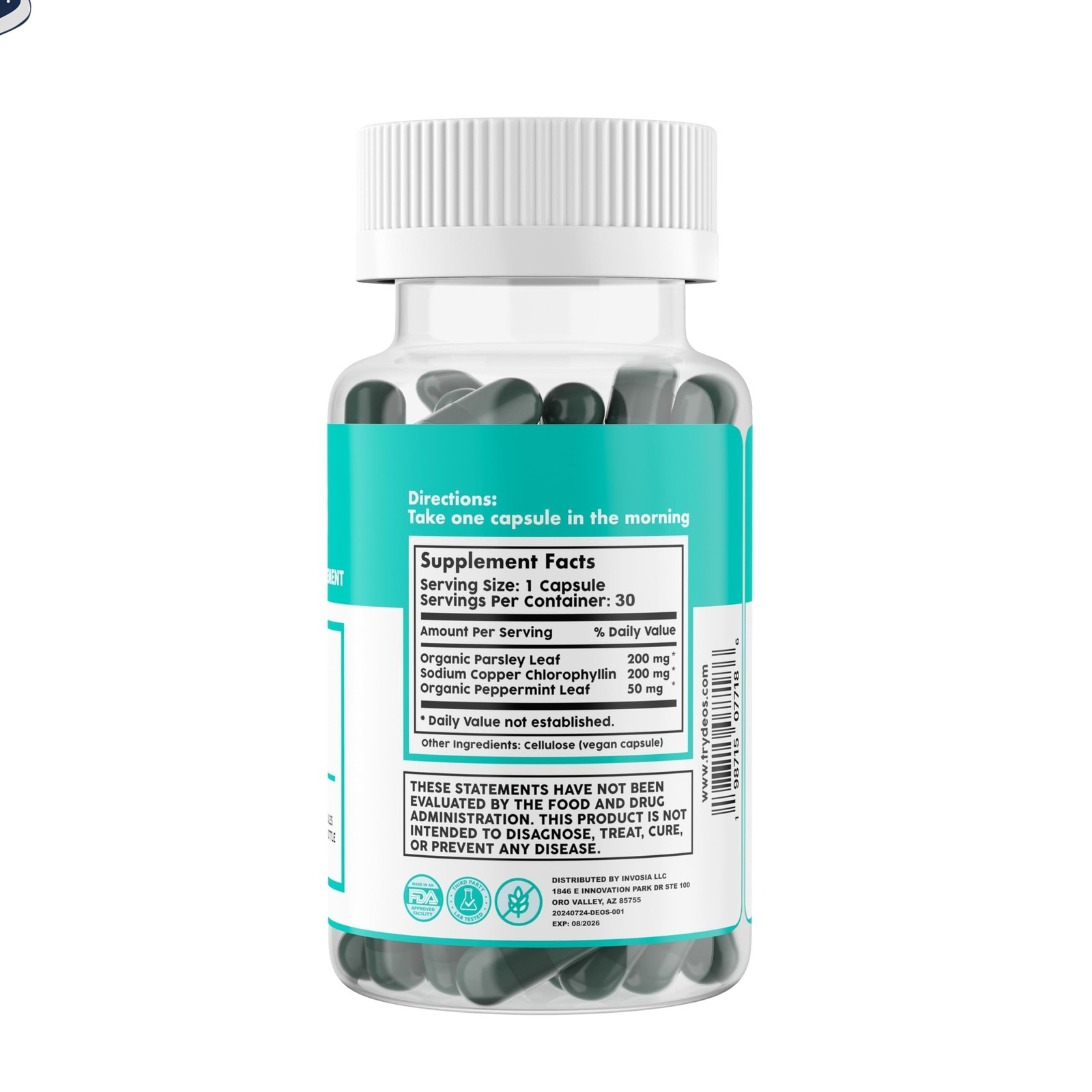 Deos Body Deodorizing Supplement Organic Parsley Chlorophyllin 30 Capsules