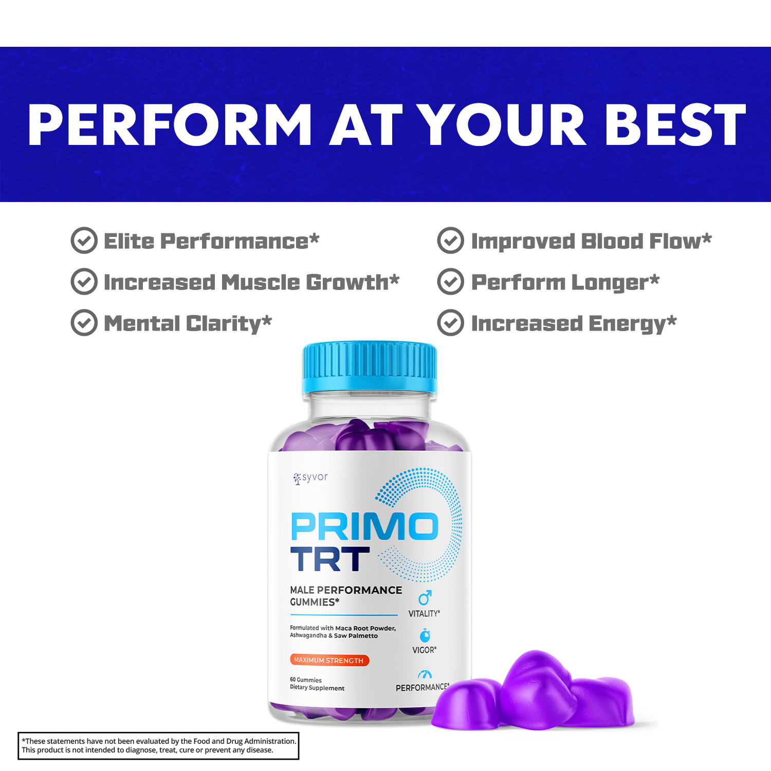 Primo TRT Men’s Gummies Advanced Pro Formula Chewable Supplement 300 Gummies