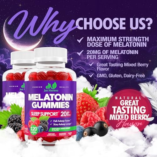 Melatonin 20mg Gummies 120 Count Max Strength Sleep Support Mixed Berry