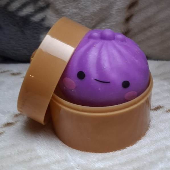 Purple Plastic Squeeze Ball Stress Reliever w/ Case Container, 2x2x2 in