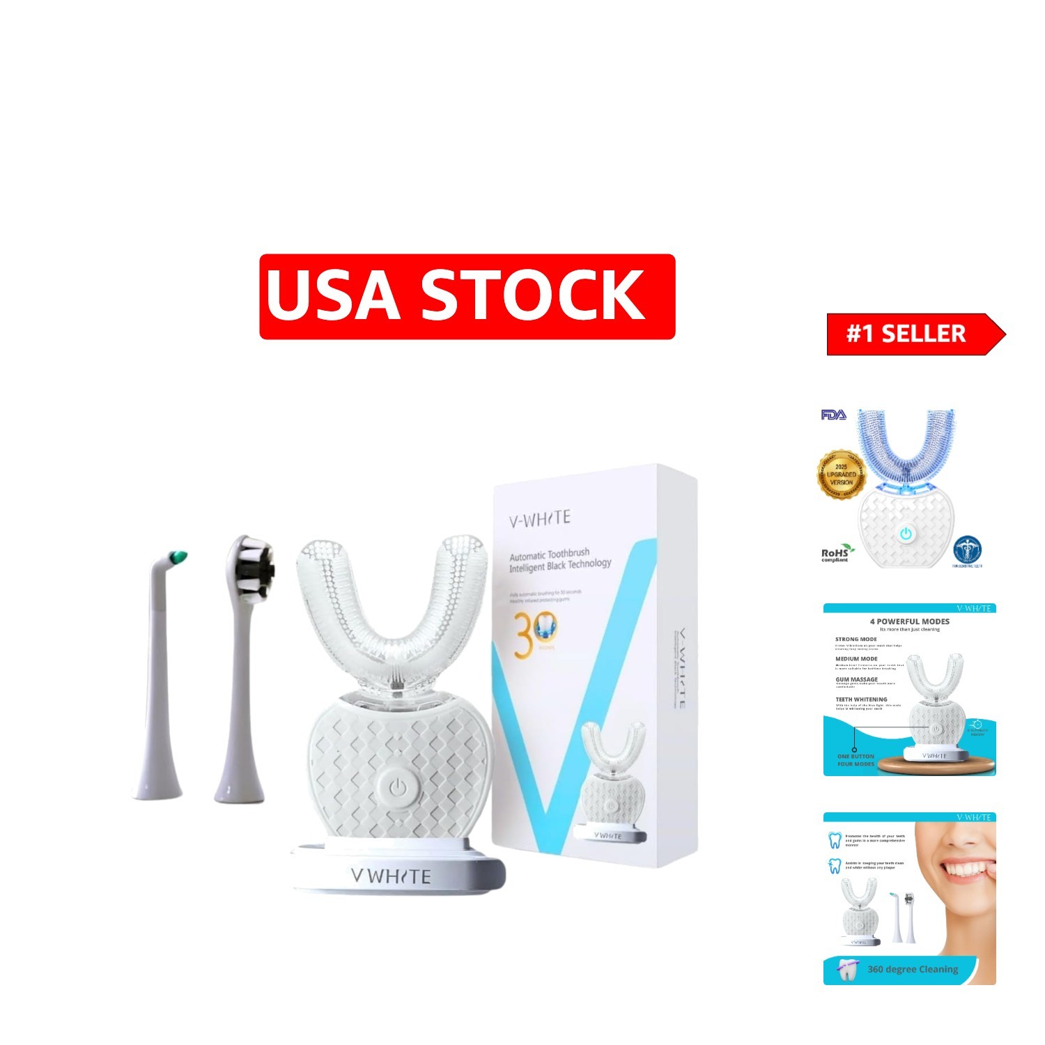 Revolutionary U-Shaped Ultrasonic Toothbrush – 360° Cleaning & Gum Protection
