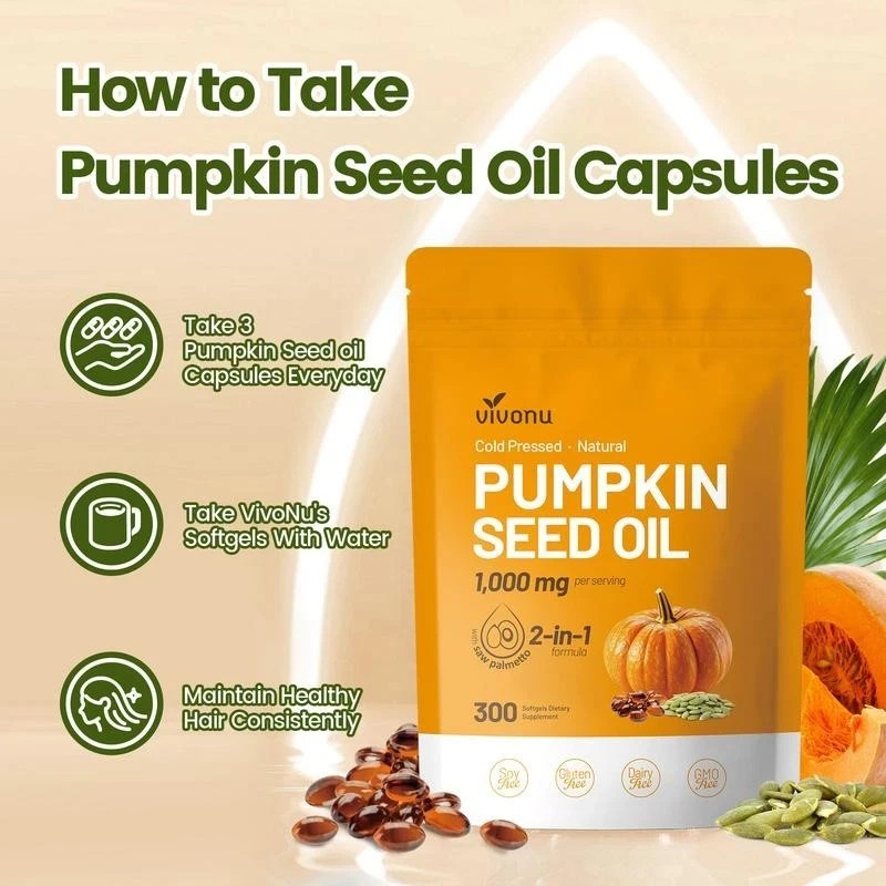 vivonu Pumpkin Seed Oil 1000mg Saw Palmetto 300 Softgels