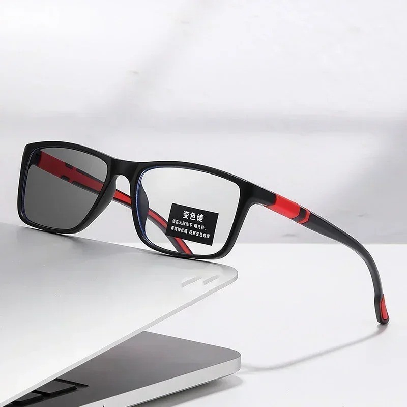 Square Anti Blue Light Glass Photochromic Sports Reading Glasses Men Sunglasses