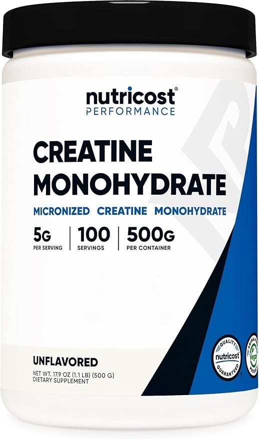 Nutricost Pure Creatine Monohydrate Powder 500g Micronized Unflavored Workout