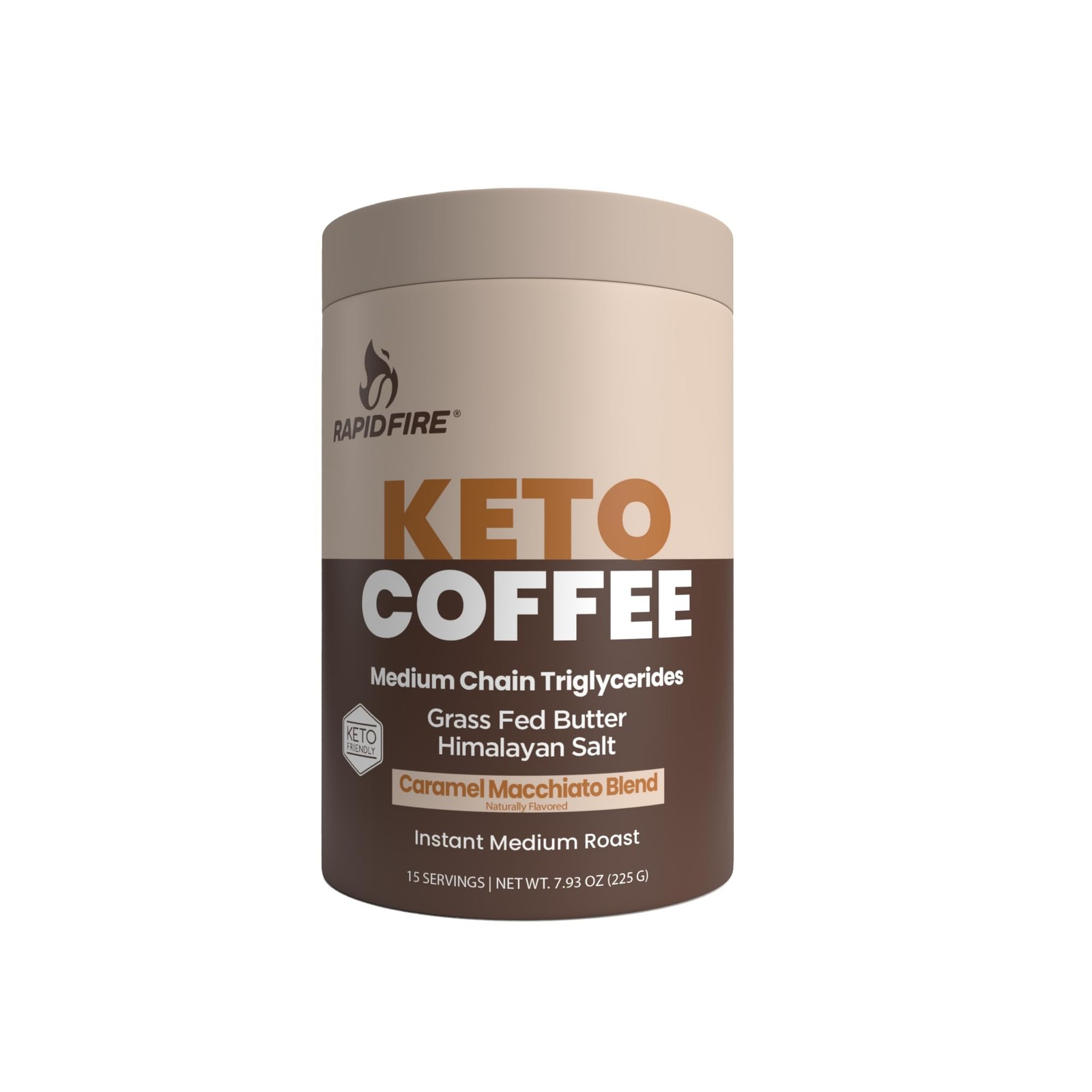 Rapidfire Keto Coffee Instant Coffee Mix, Caramel Macchiato Flavor, 7.93 Ounc…