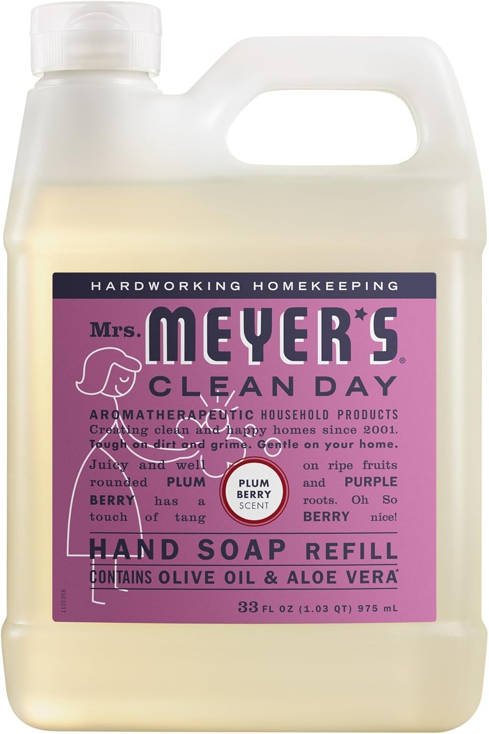 Mrs. MEYER’S CLEAN DAY Hand Soap Refill, Plum Berry Scent, 33 Fl Oz Bottle