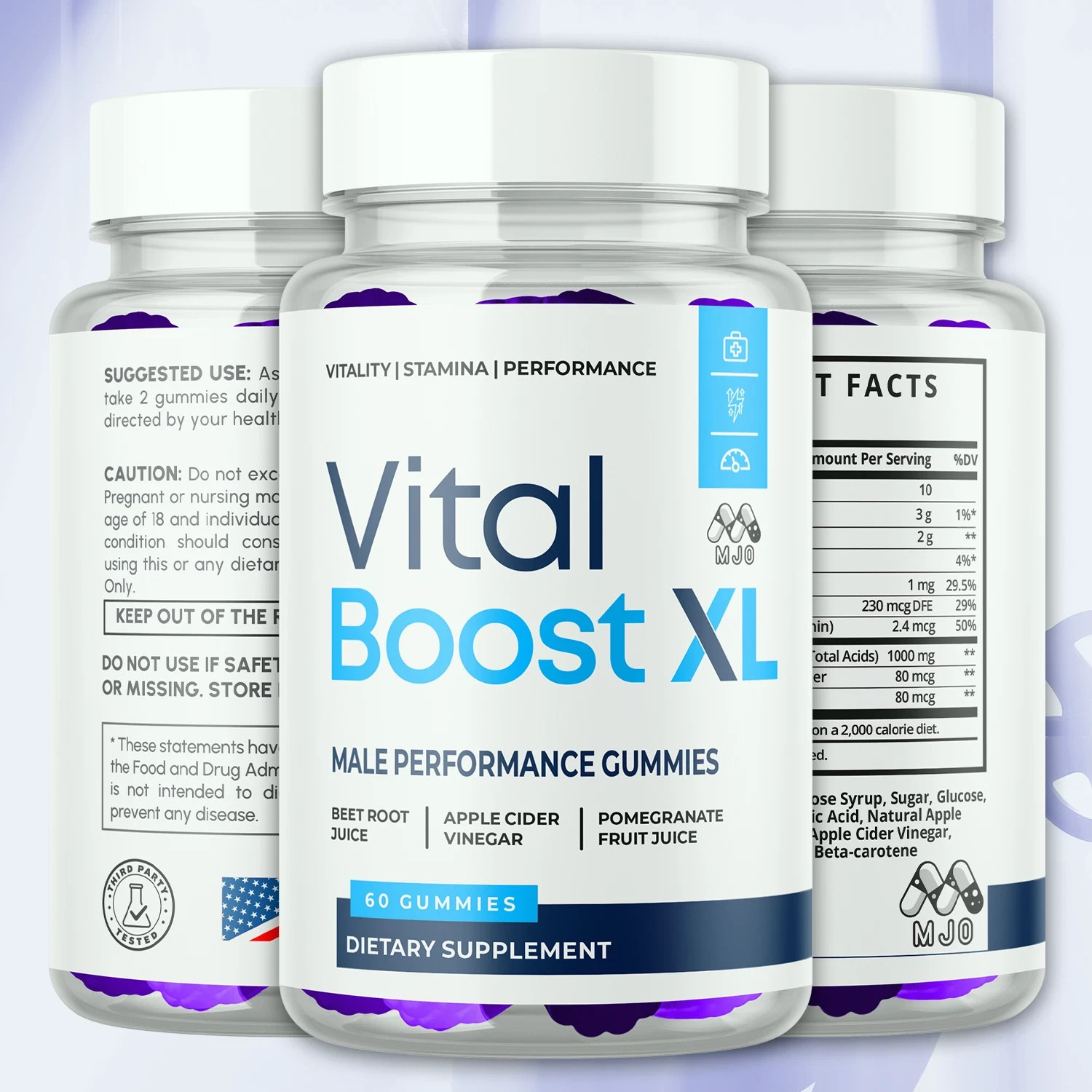 (3 Pack) Vital Boost XL Male Gummies Advanced Max Formula – 180 Total Gummies