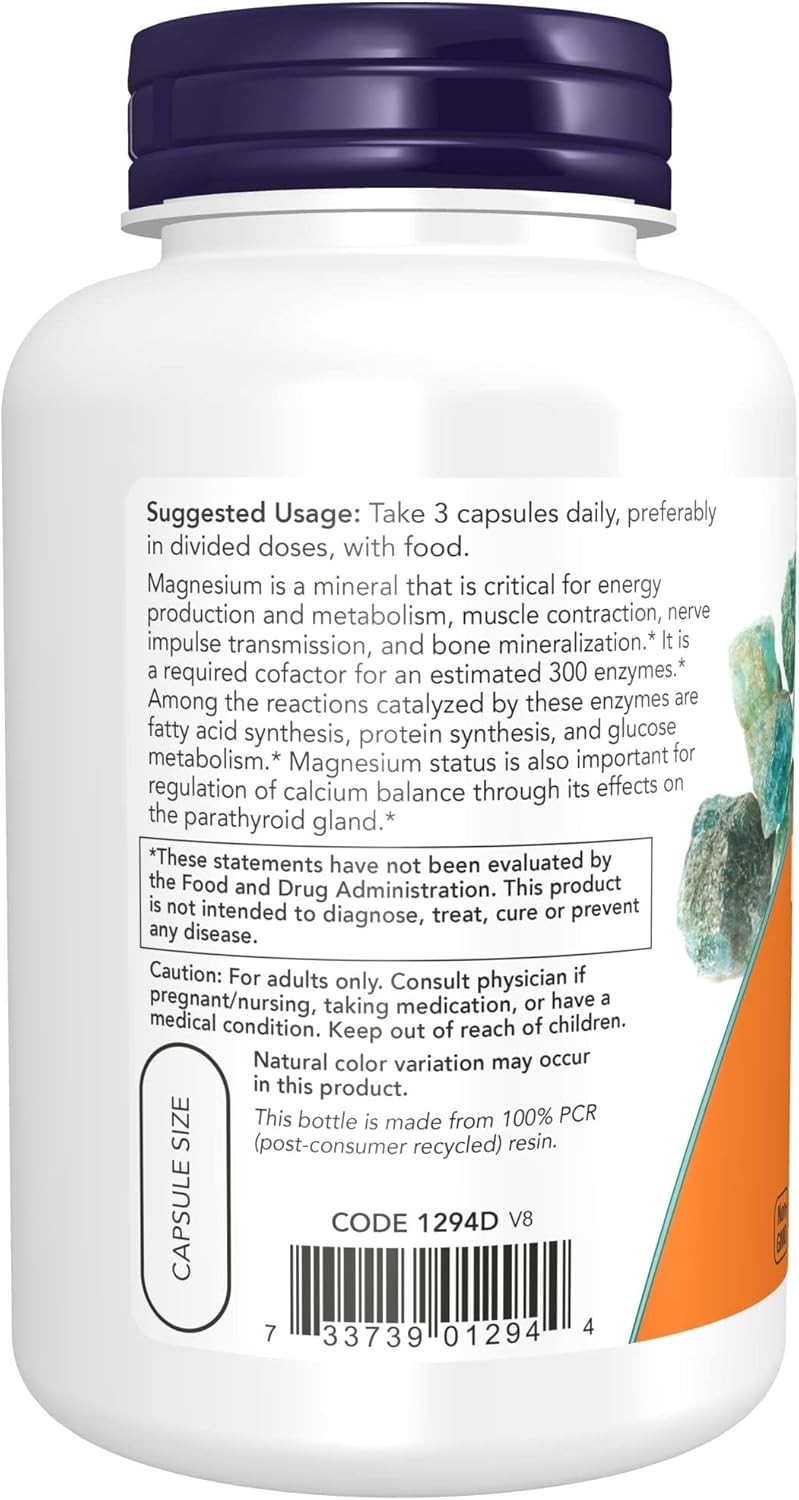 NOW Foods Magnesium Citrate 120 Capsules – Vegan Formula for Enzyme & Nervous sy