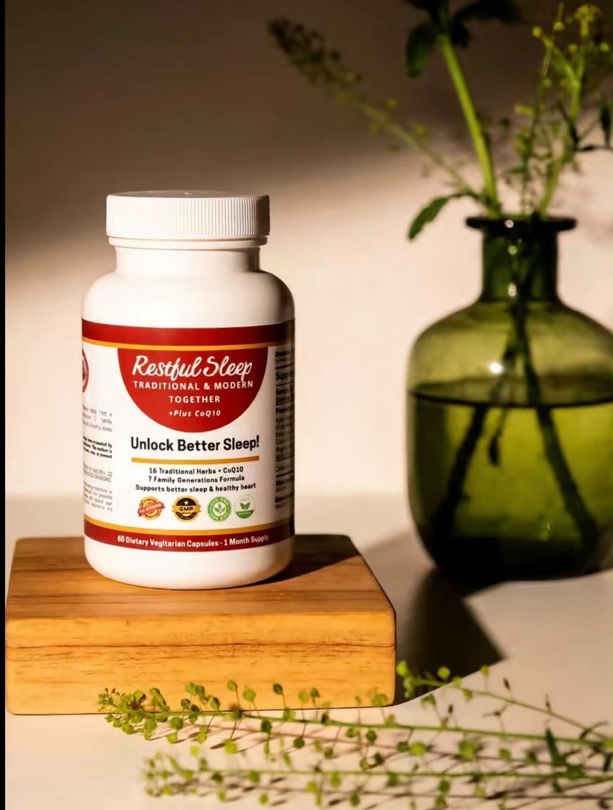 Sleep Support Herbal Capsules for Relaxation & Calm Mood Natural Bedtime Formula