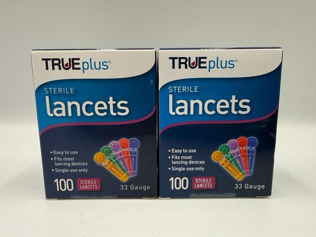 (2 Pack) Trueplus Sterile Lancet – 100 Count Each Exp: 08-2029+ M6