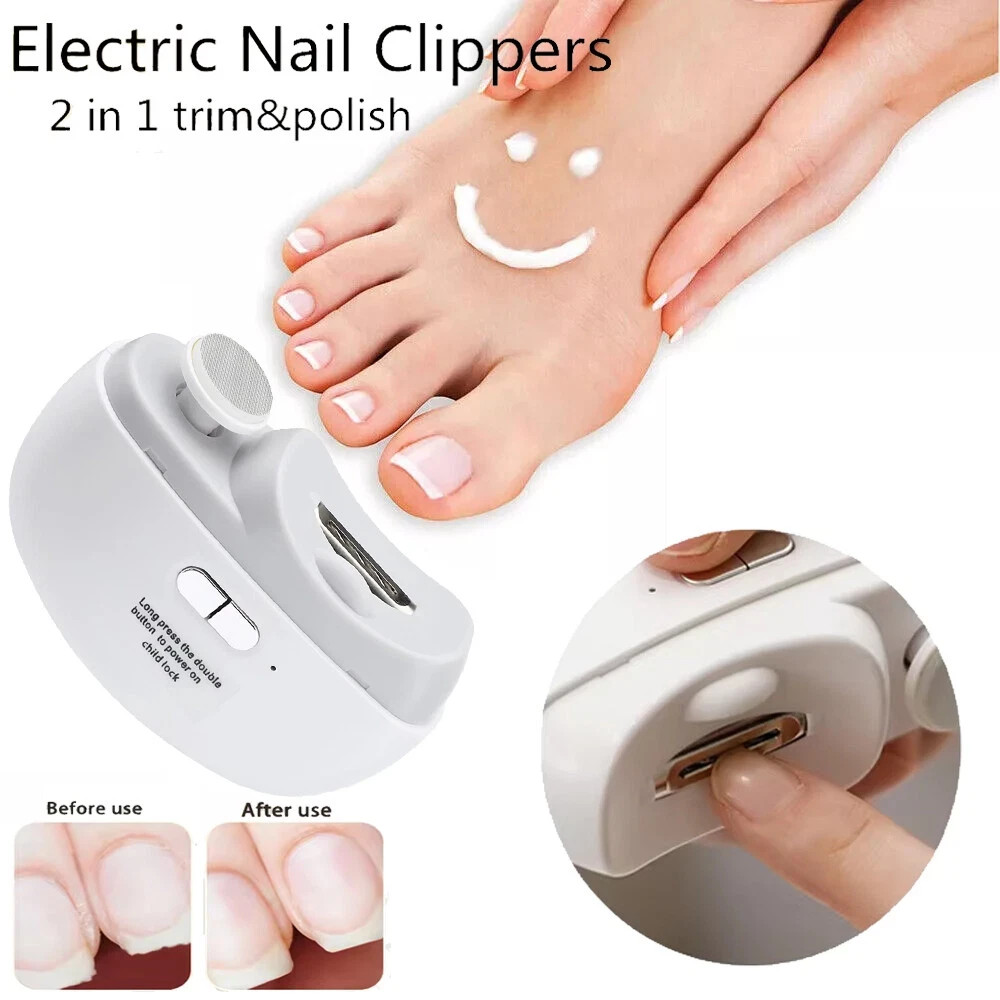 Electric Nail Grinder Automatic LED Light Trimmer Toe Cutter USB Rechargeable