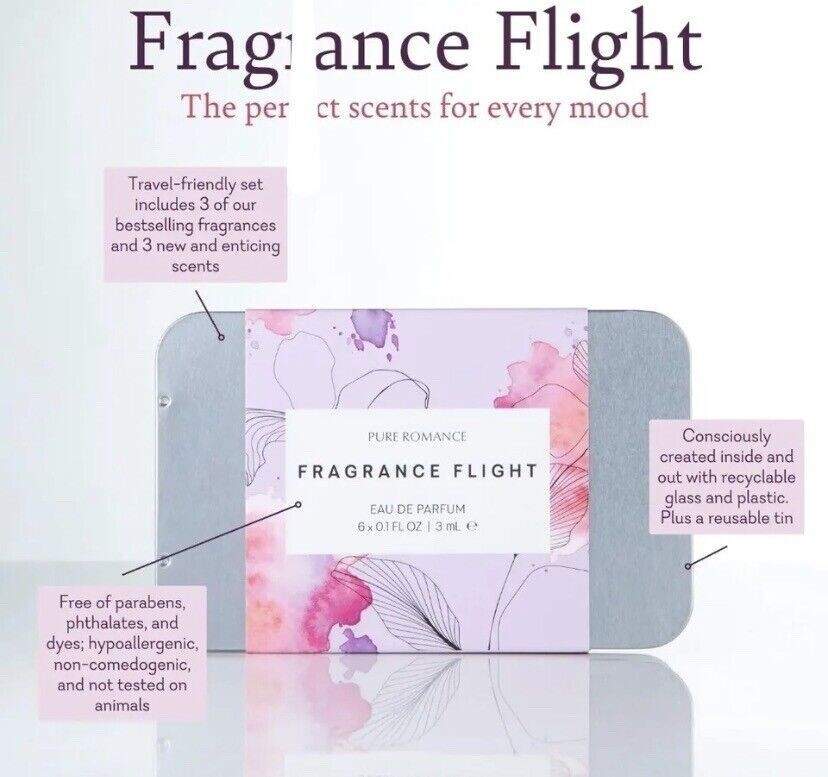 Pure Romance – Fragrance Flight Featuring Love Story Perfume – Plus 3 FREE Gifts