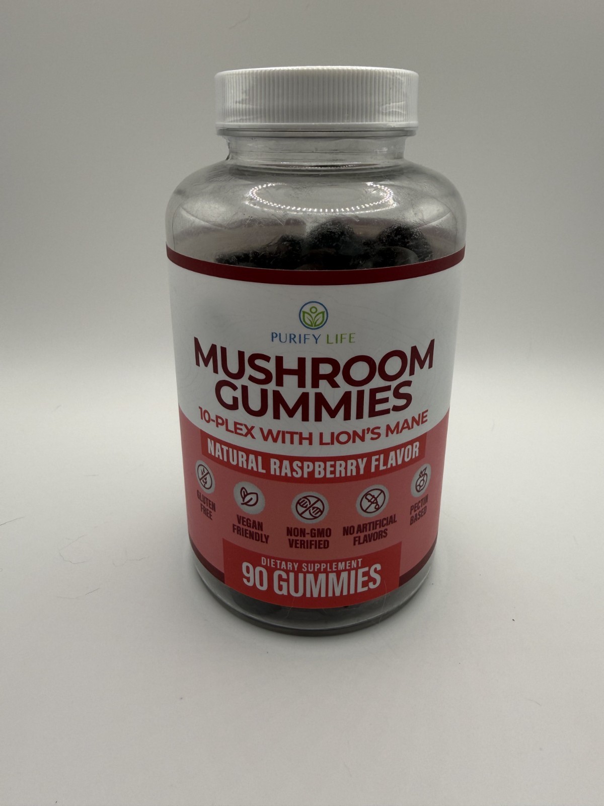 Purify Life Mushroom 10-Plex Lion’s Mane Raspberry Flavor 90 Gummies – Brand New