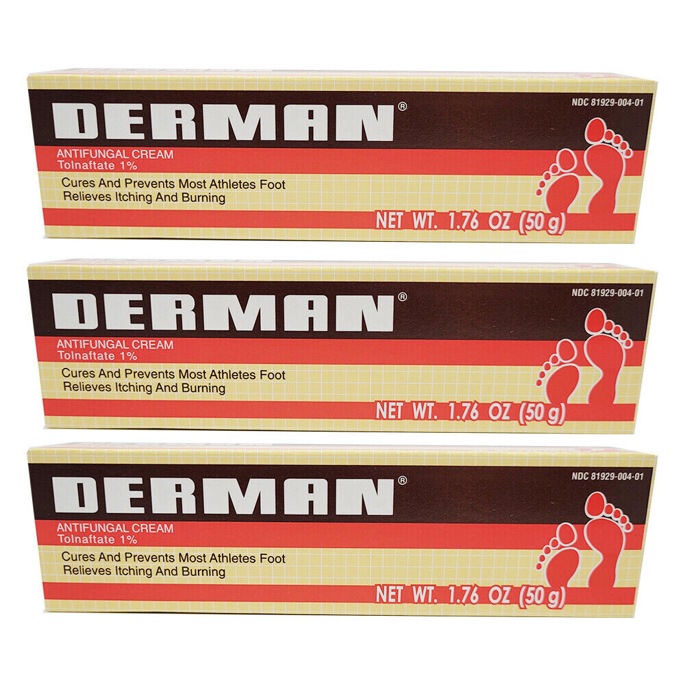 Derman Antifungal Cream. For the Treatment of Athlete’s Foot. 1.76 oz. Pack of 3