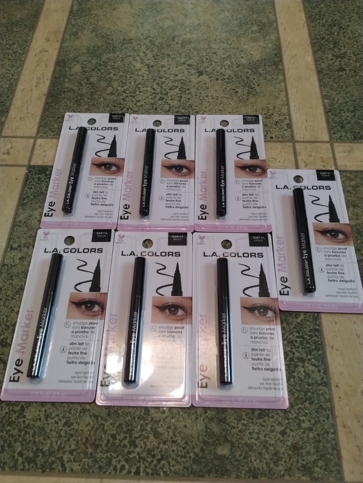 7 Pack L.A. Colors C62111 Black Eye Marker Slim Felt Fine Tip Precise Eyeliner