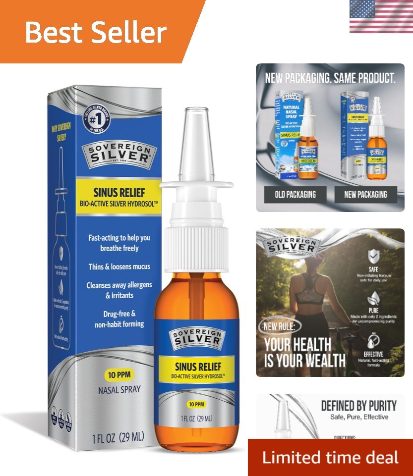 Sinus Spray with -Active Silver: Effective Natural Relief – 1 oz