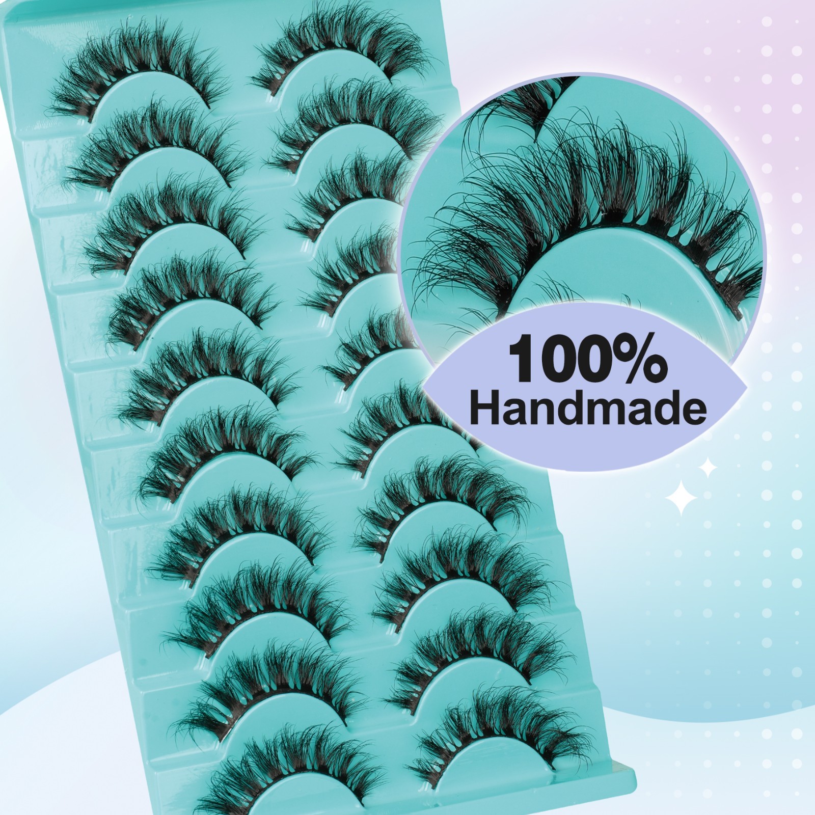 False Eyelashes, 33mm, Includes 10 Pairs Of Lashes, Easy to Apply, Reusable