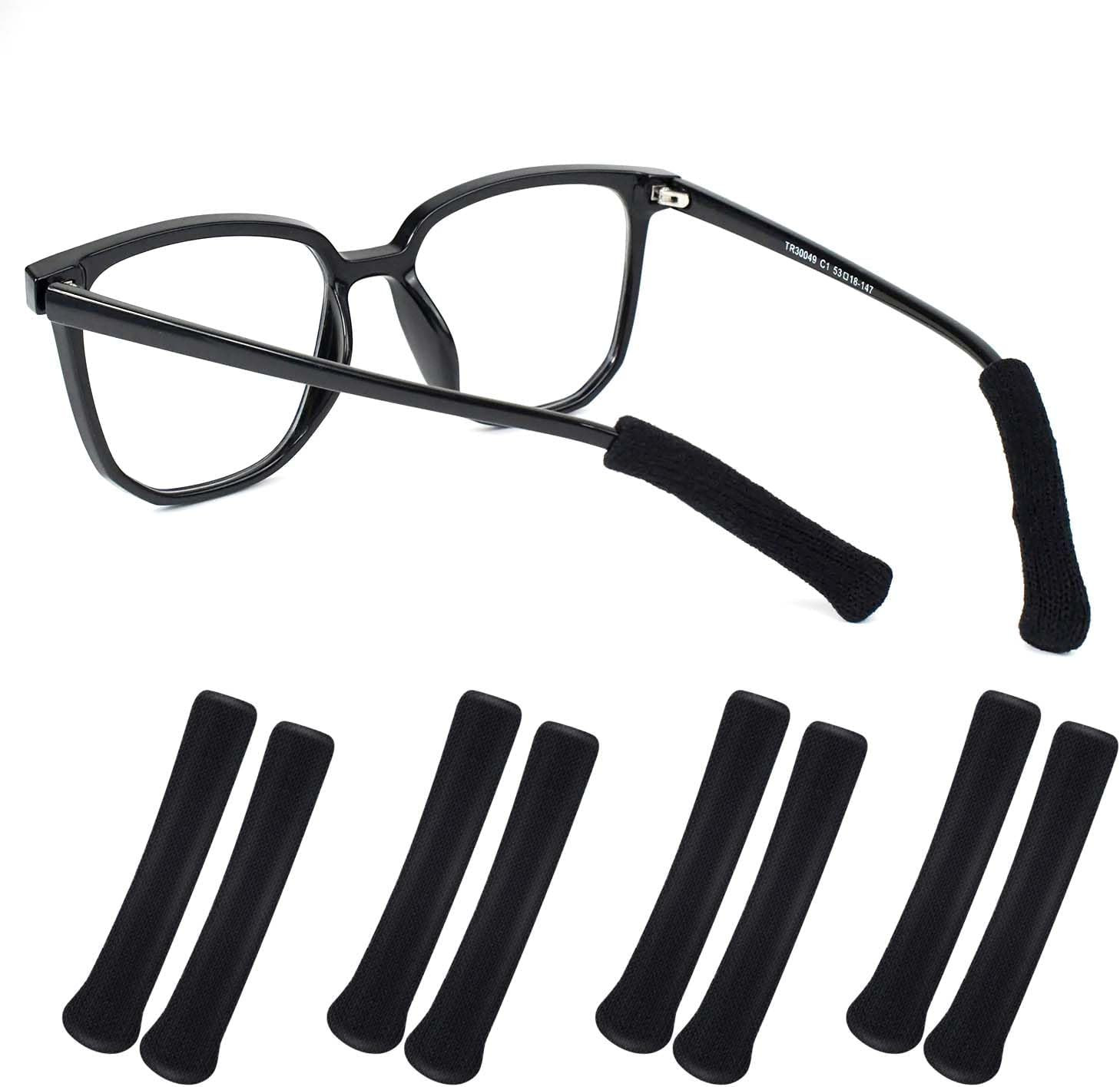 4 Pairs of Soft Knitted Cotton Eyeglass Ear Grippers, Well-Fitting Temple Cushio