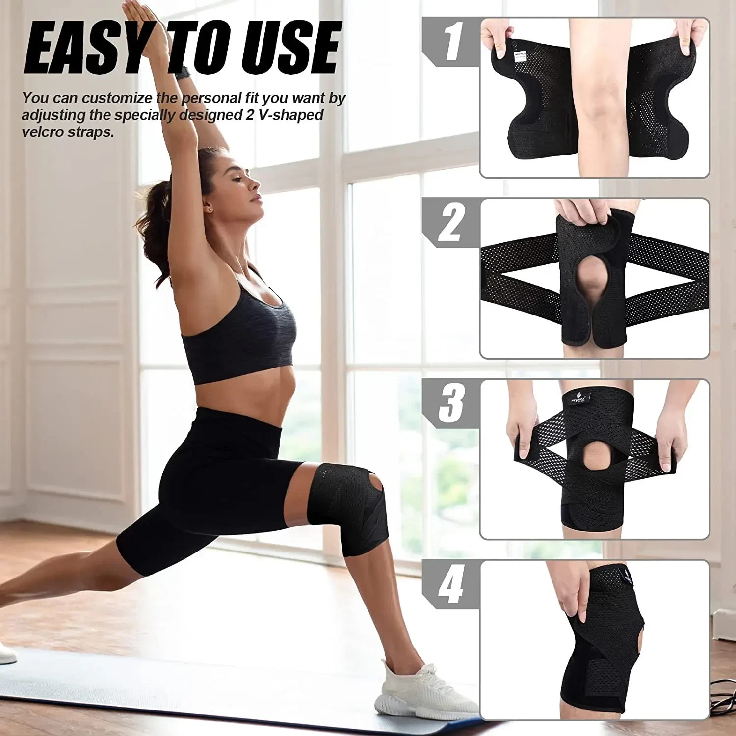 Bareform Knee Brace for Meniscus Support – Adjustable, Patella Stabilizer, Pain