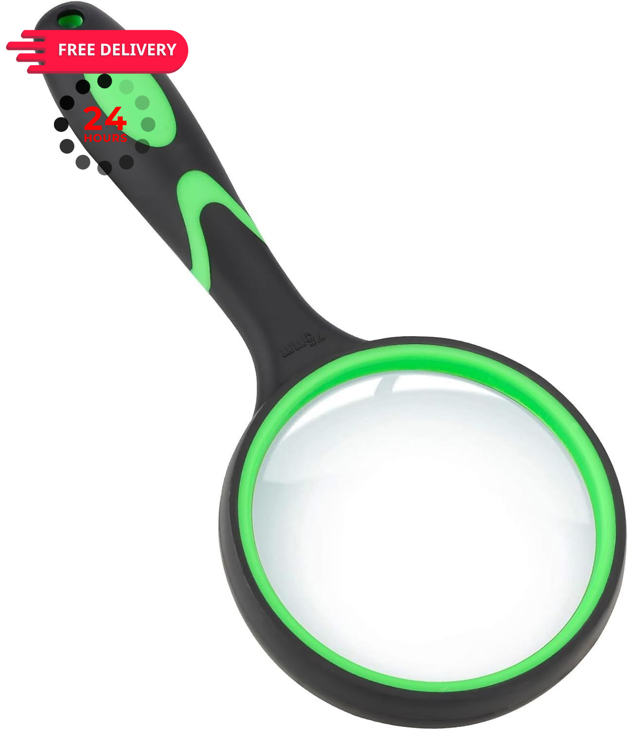 Magnifying Glass, 75MM Handheld Reading 7.4 inches x 3 inches, Green