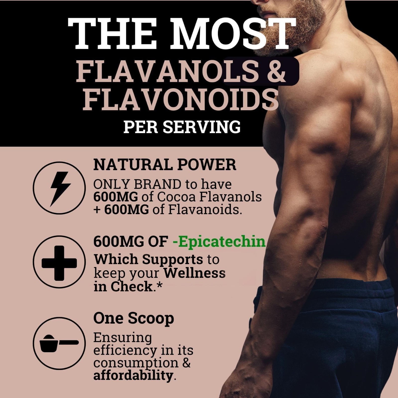 High Flavanol Cocoa Powder 1200mg – 10X Dark Cocoa Extract for Nitric Oxide & We
