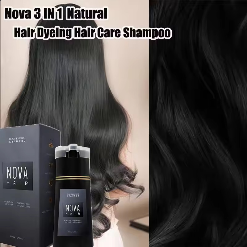New 3 in 1 Hair Dye Shampoo Nova Hair Instant Color Dye Shampoo Plants Essence