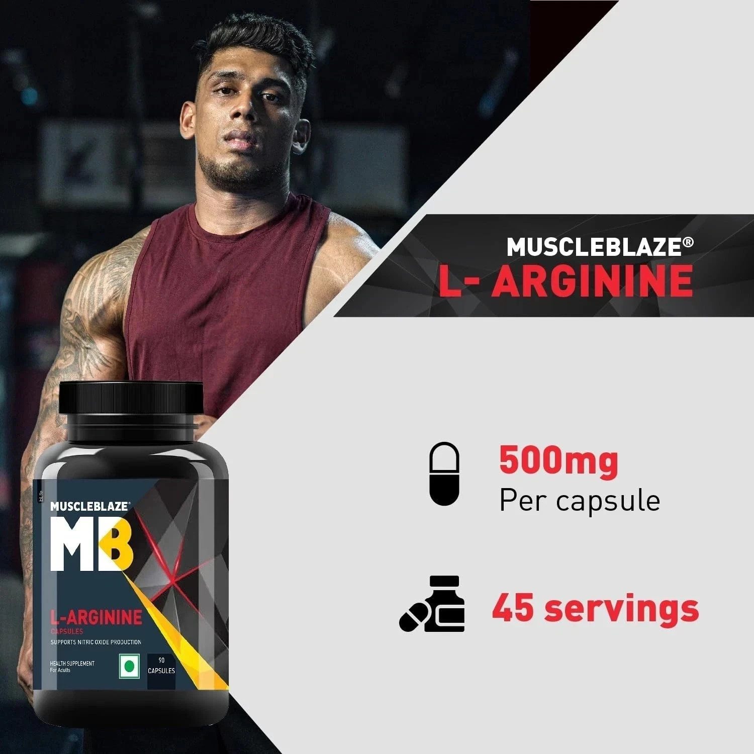 MuscleBlaze L-Arginine – 90 Capsules