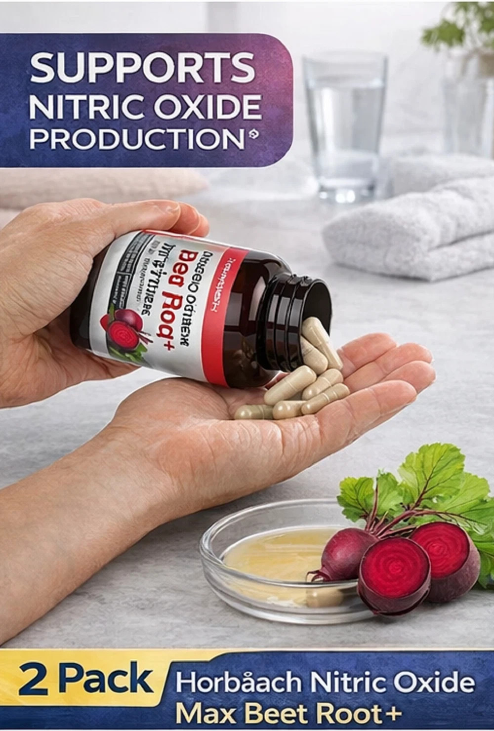 2 BOTTLES-Nitric Oxide Beet Root Capsules /With Nitrates |180 Count| by Horbaach