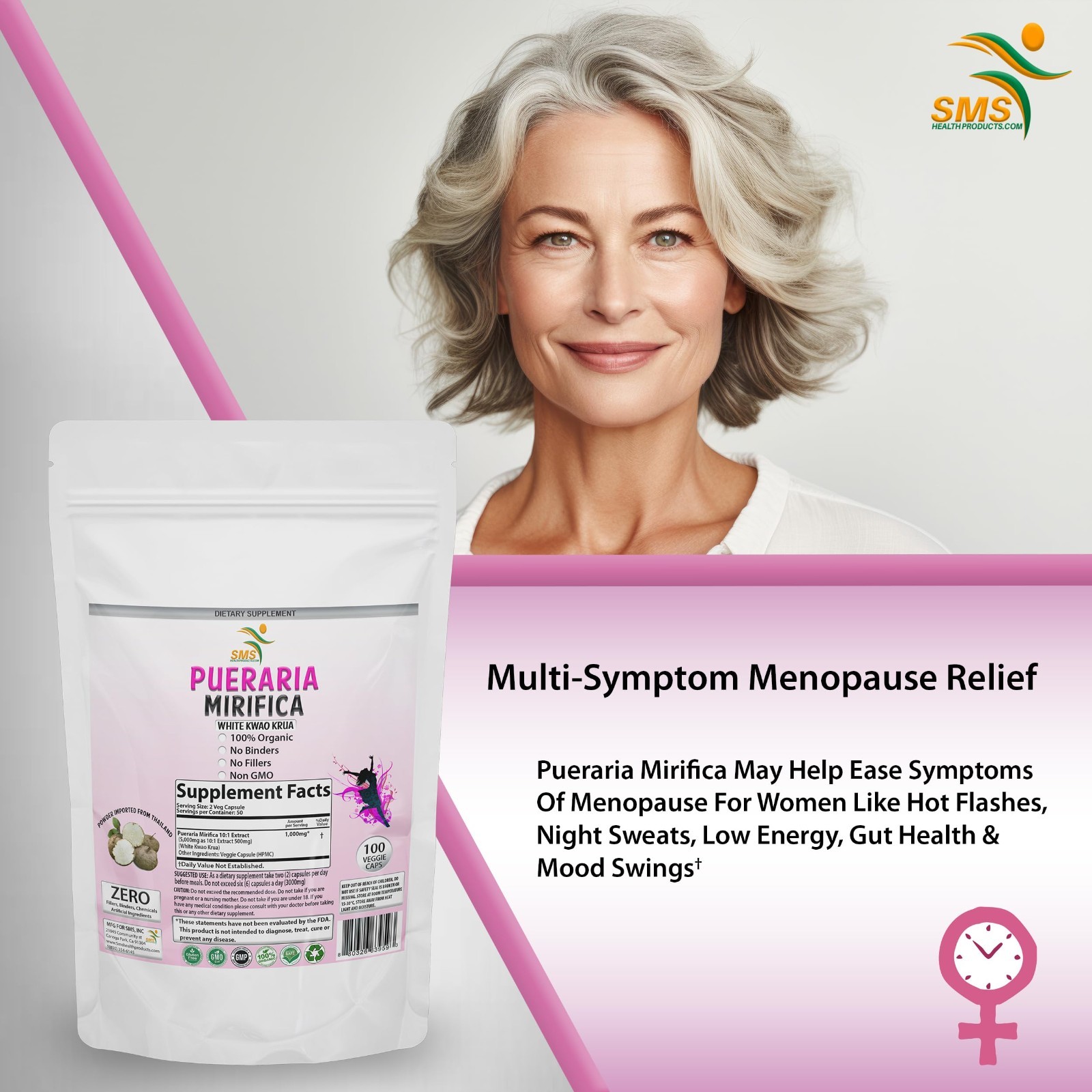 100 Caps Pueraria Mirifica Extract Powder 10:1 Organic 1000mg Non-GMO Vegan