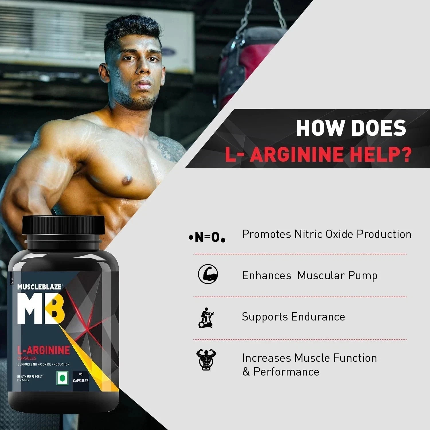 MuscleBlaze L-Arginine – 90 Capsules