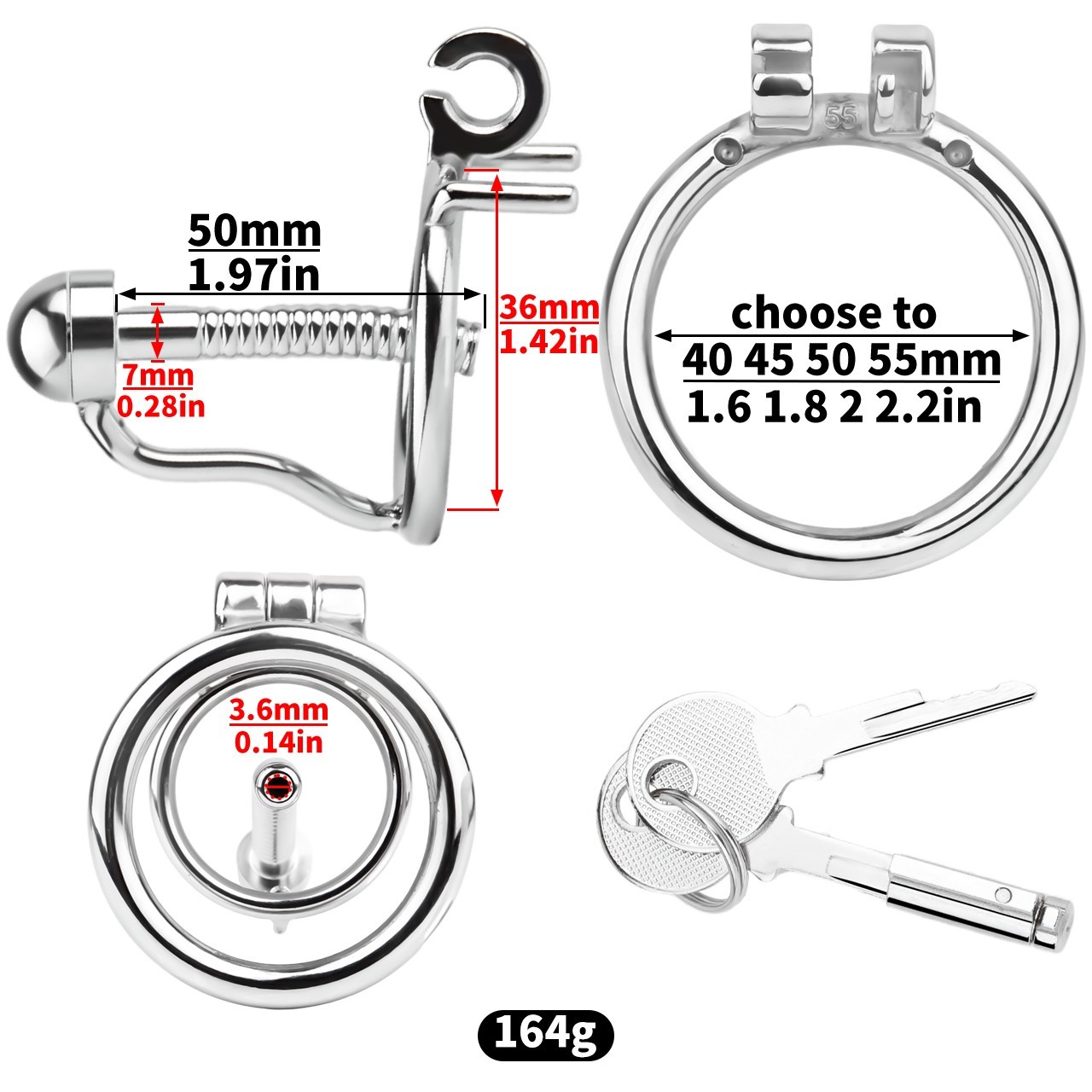 Piercing Chastity Device Metal Penis Cage S/M/L Size Chastity Lock 4 Ring FRRK