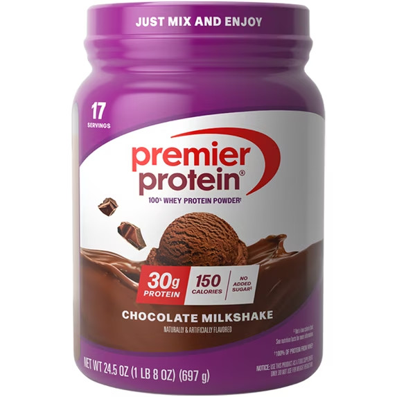 Premier Protein 100% Whey Protein Powder, Chocolate Milkshake, 30g Protein, 24.5