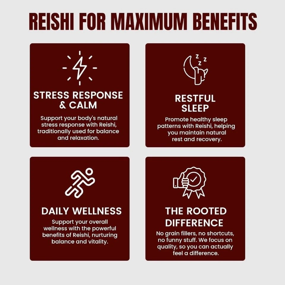 Rooted Actives Organic Reishi Mushroom Liquid Extract (30 ML, 30 Servings)