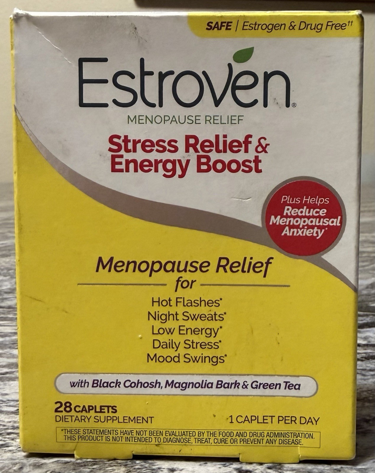 Estroven Menopause Relief Stress Relief & Energy Boost Caplets, 14 Caplets