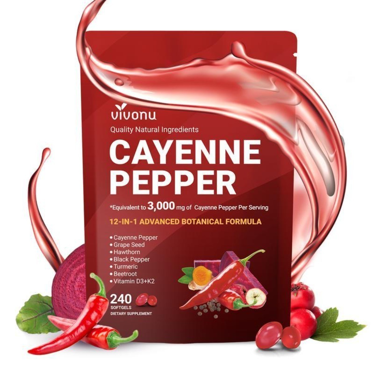 FREE SHIP 3/2PACK Cayenne Pepper Softgels Supplement – 240 Capsules NEW