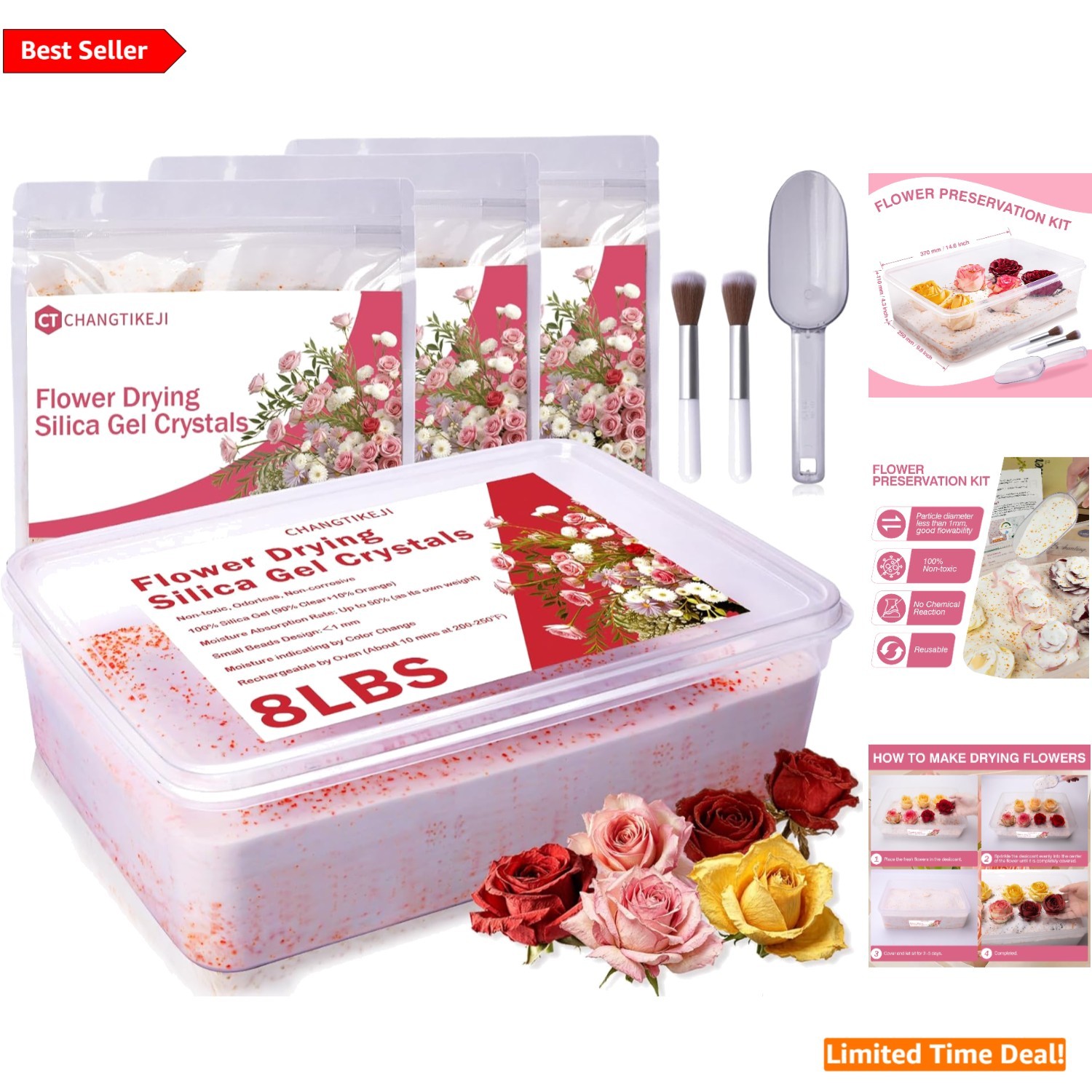 Fine Grain 8LBS Silica Gel Kit for Preserving Fresh Flowers – Quick & Effective