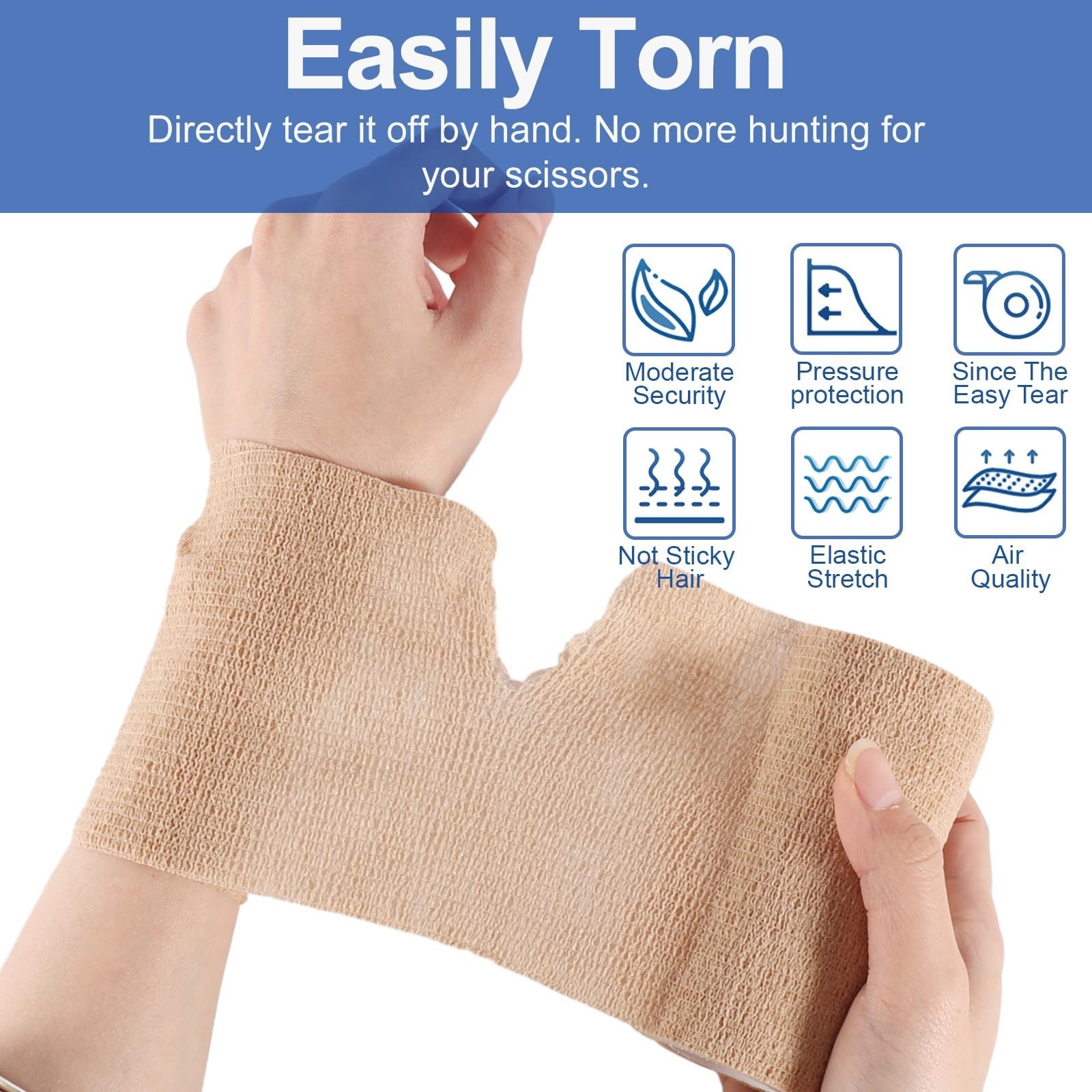24 Pack 4″ Self-Adhesive Bandage Wrap – 5 Yards Cohesive Tape for First Aid & Sp