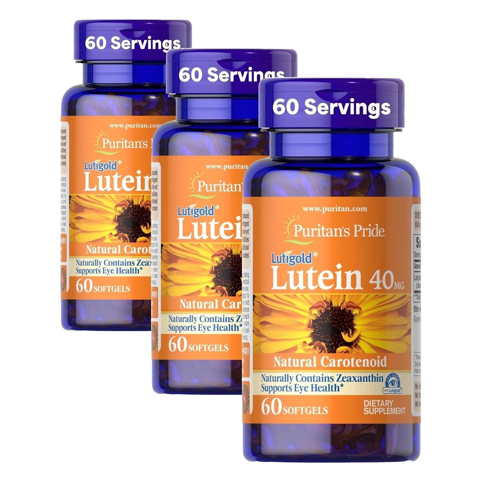 Puritan’s Pride Lutigold Lutein 40mg Eye Health Support Softgels 60 Count