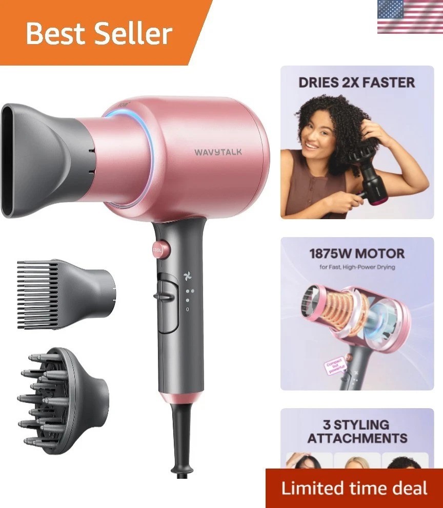 Ceramic Blow Dryer with Automatic Shut-off & Frizz Reduction – Rose Gold 1875W