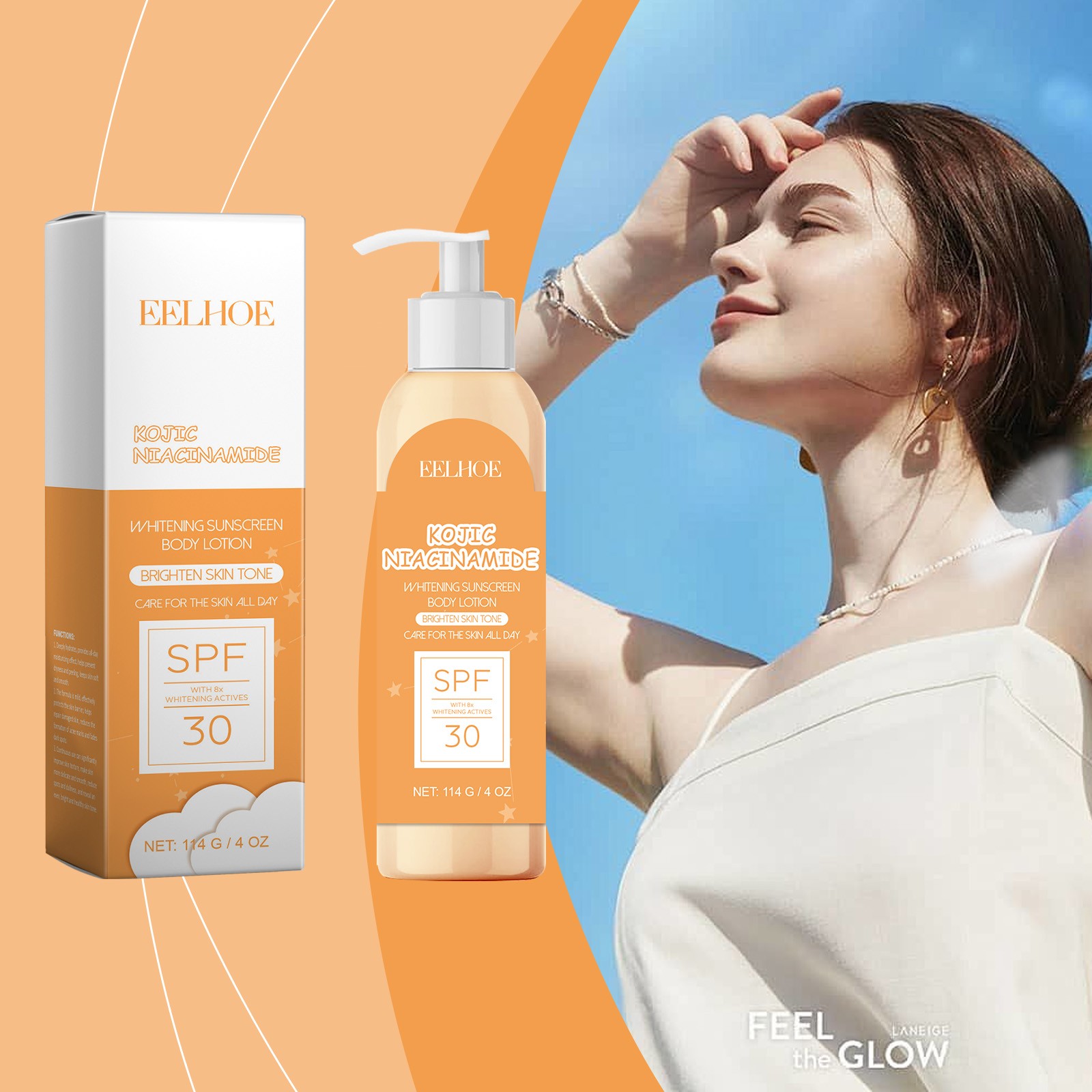 SPF Body Lotion with Titanium Dioxide, Whitening Sunscreen Moisturizer