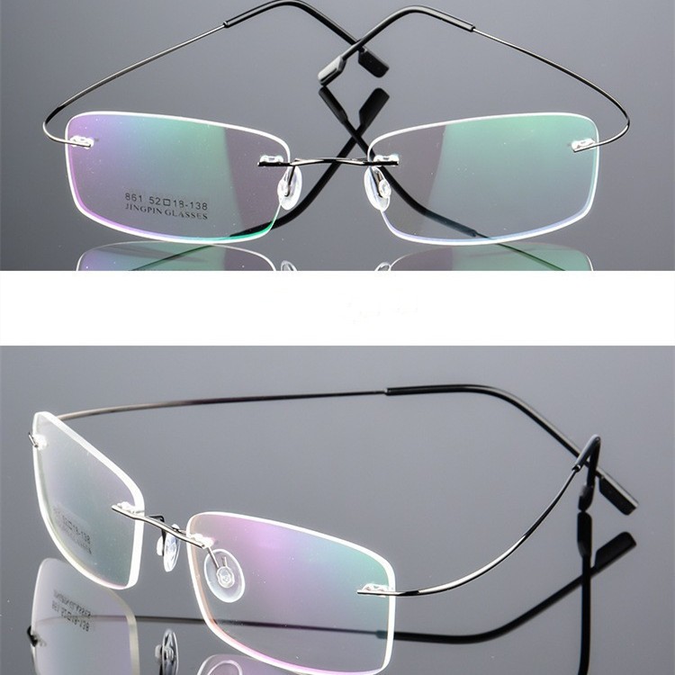 Metal Rimless Eyeglasses Frame Business Super Elastic Temples Unisex Eyewear
