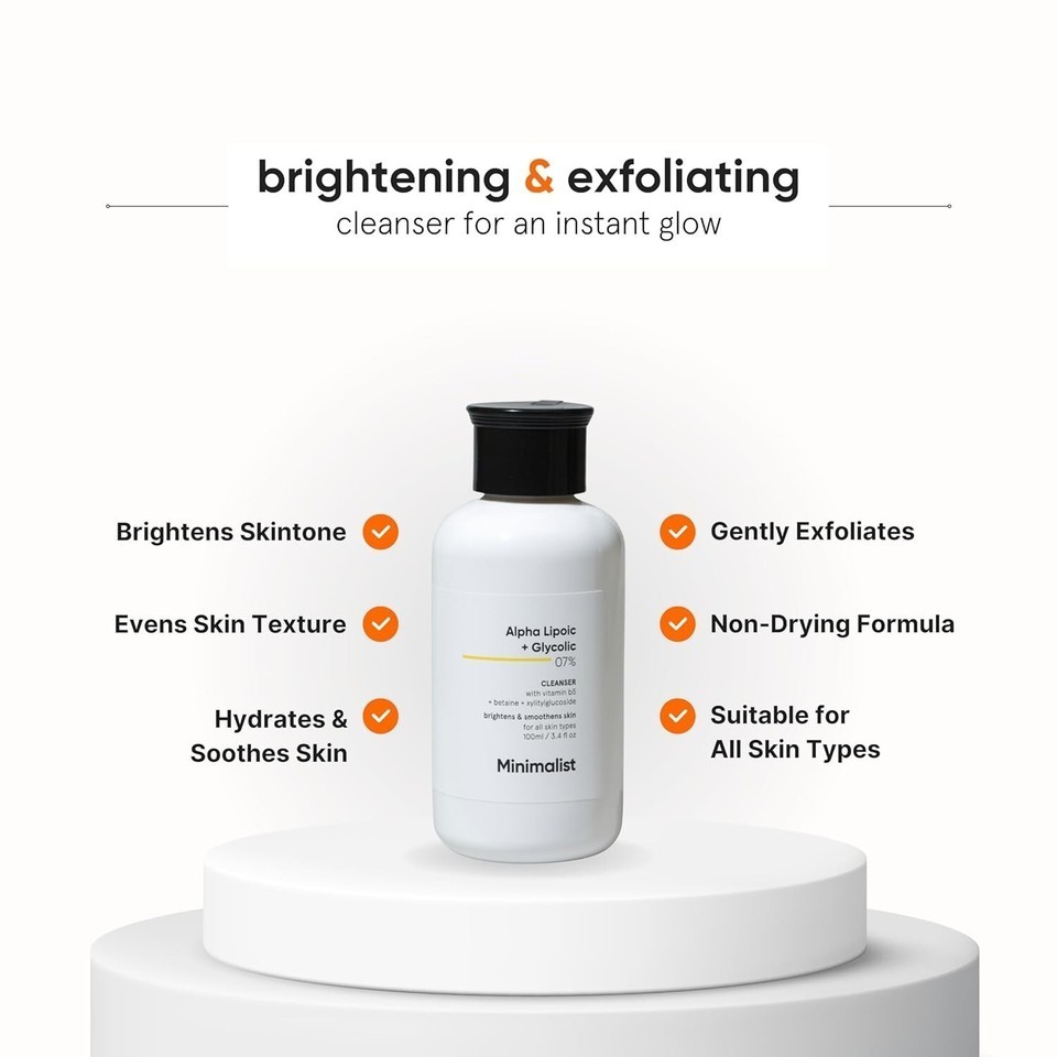 Minimalist 7% ALA & AHA Brightening Face Wash with Vitamin B5 – 100ml