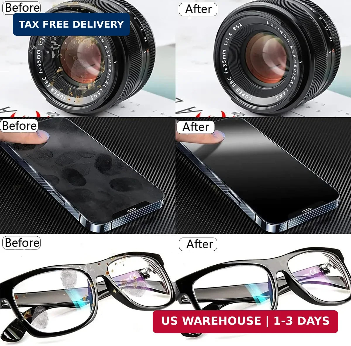 15 Pack Microfiber Lens Cleaning Cloth Eyeglasses Phone Screen Camera Wipes Soft