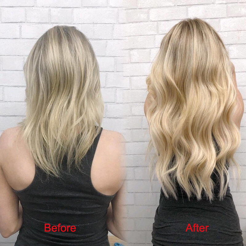 10-24inch One Piece Clip In 100% Real Human Hair Extensions Black Brown Ombre US
