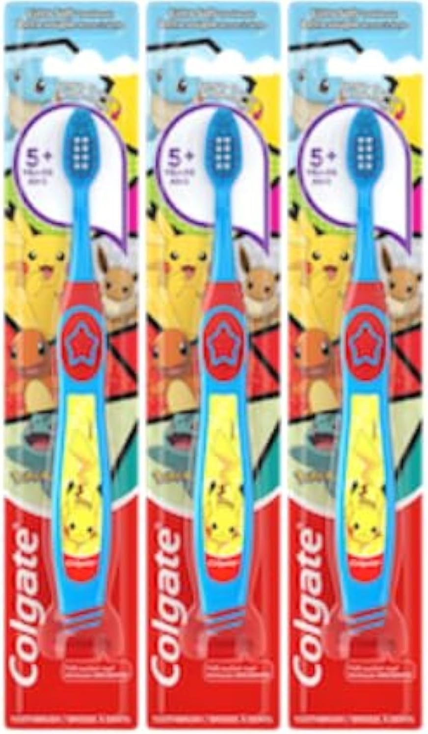 Pokémon Toothbrush W/ Suction Cup Chiildren 5 Years Old Extra Soft Colors &