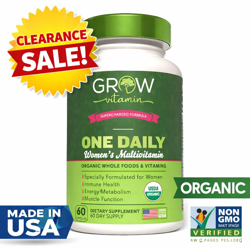 Grow Vitamin One Daily Multivitamin for Women , Organic Whole Foods – 60 Days