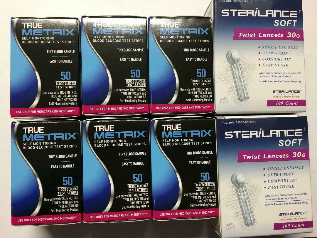 TRUE Metrix Blood Glucose 300 Test Strips (Plus 200 Lancets) Exp: 01/22/2024