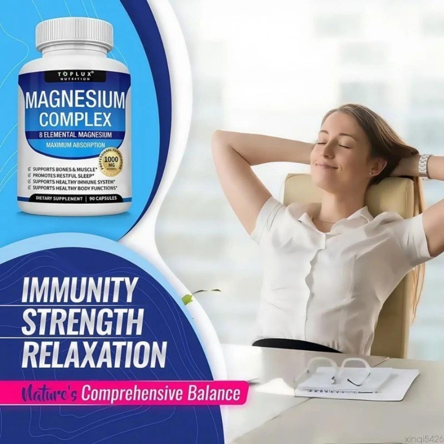 1 bottles Complex Magnesium 1000mg 7 Types | Sleep Muscle Bone Promote 90 Caps