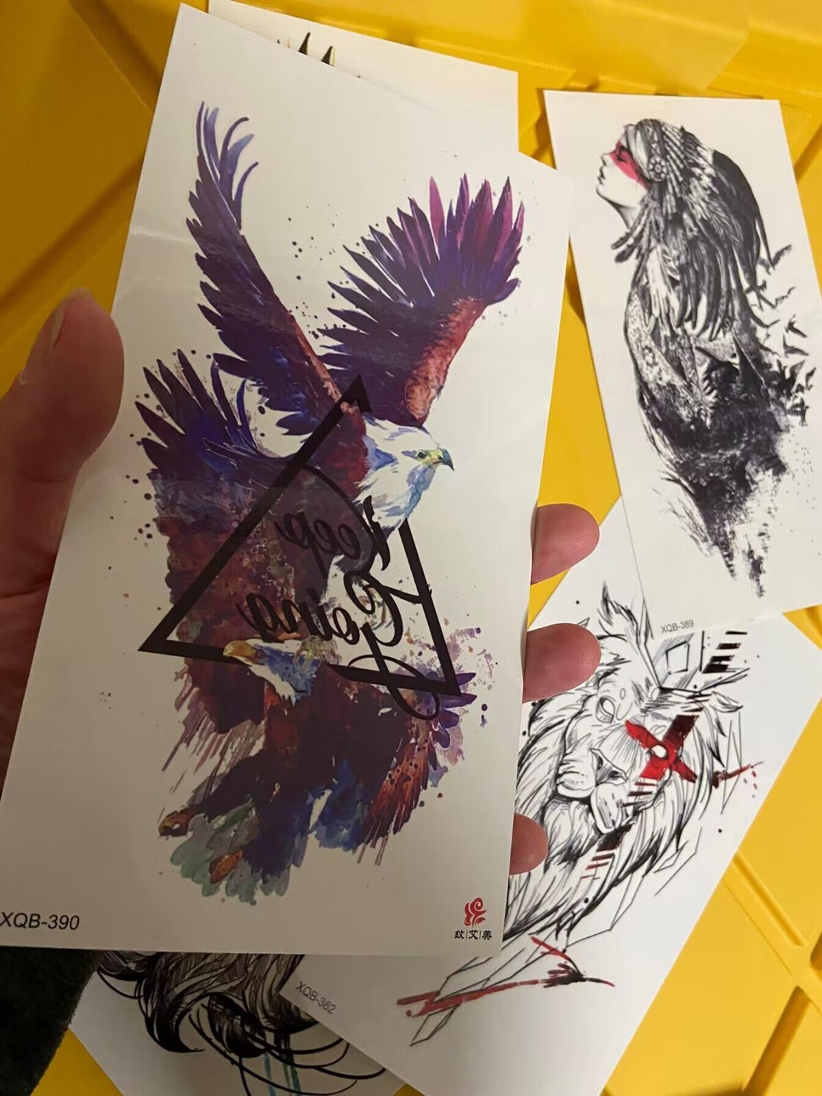 Set of 5 – Waterproof Temporary Tattoo Stickers Tiger Lion Eagle Arm & Body Art