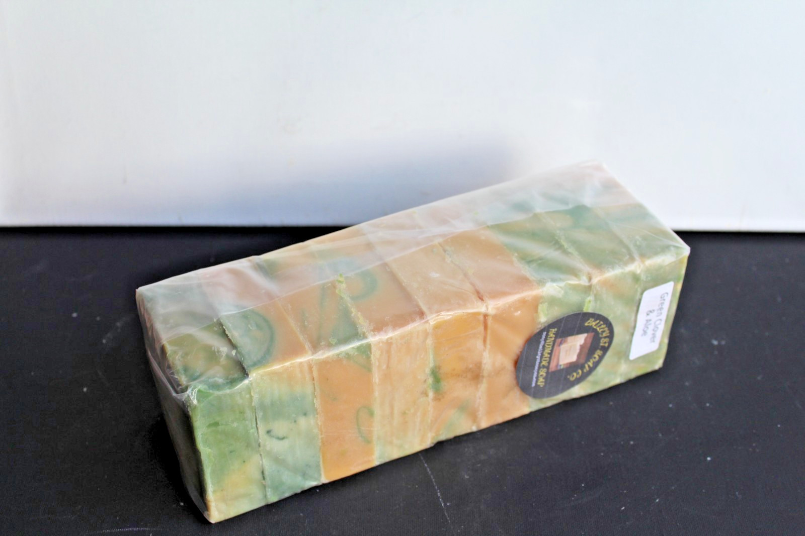 Green Clover Aloe. Handmade soap loaf, 9 precut bars